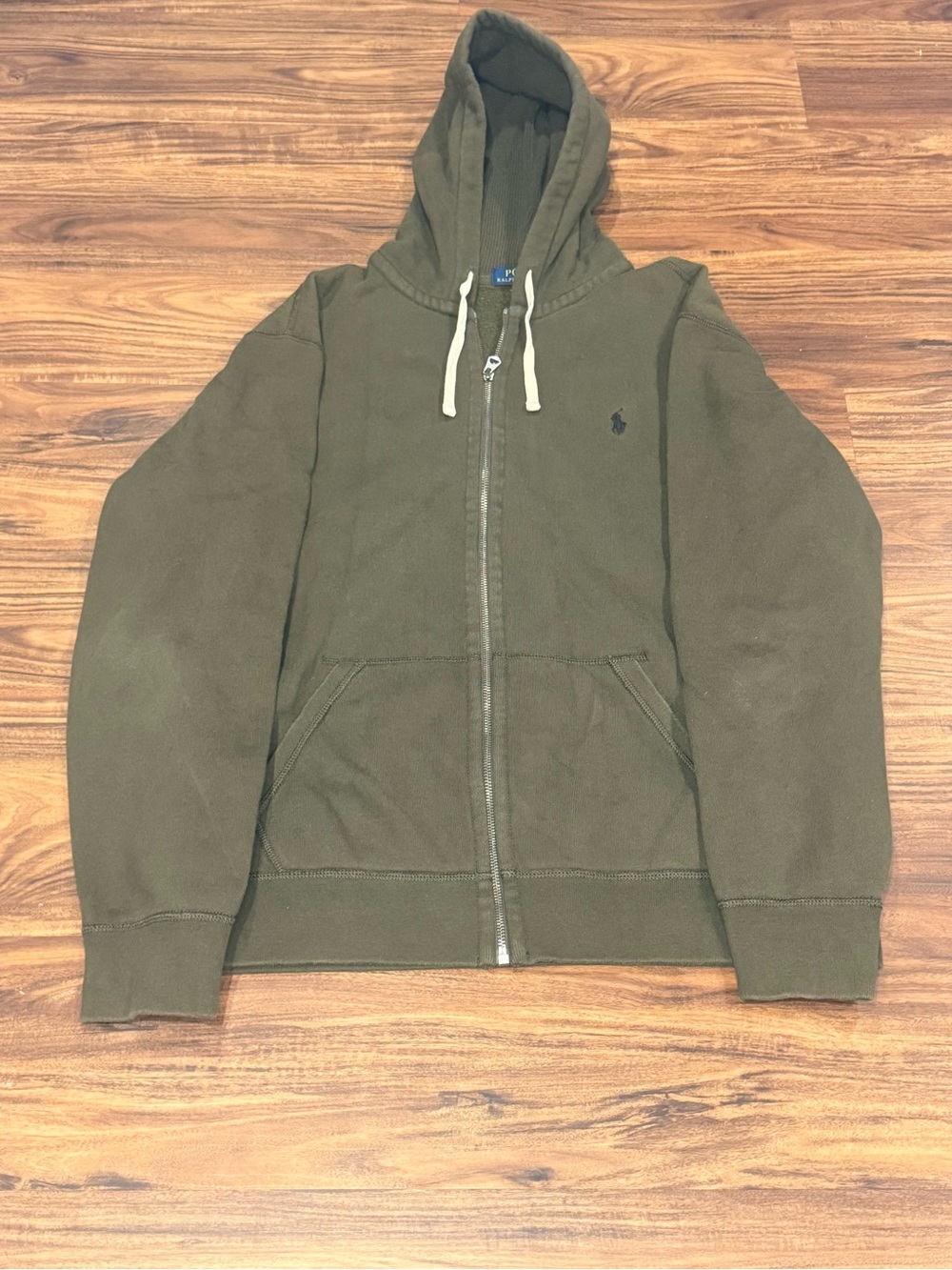 Polo Ralph Lauren Hoodie Men's XL Olive Fleece Thermal Hoodie Full Zip Casual